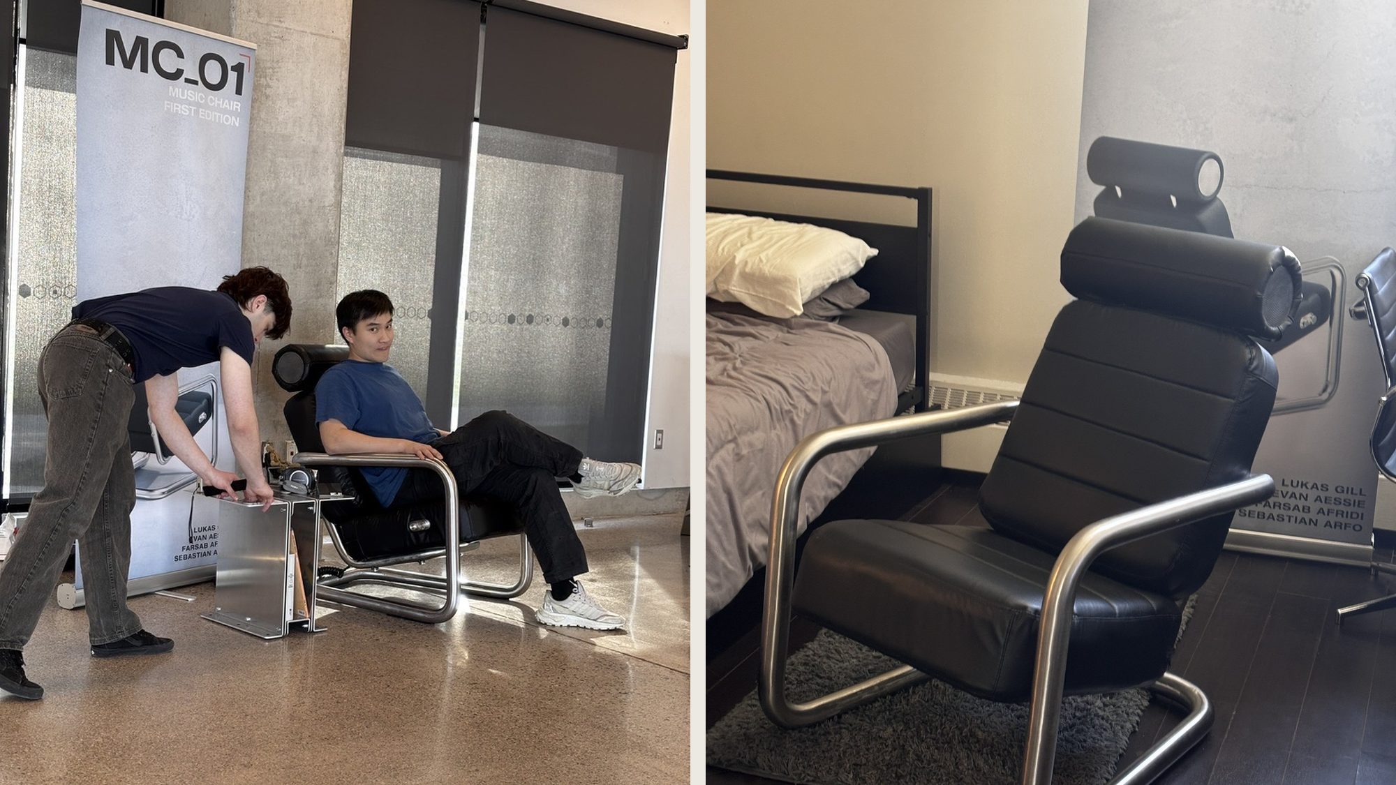 MC_01 at the Humber Chair Show and the final prototype at home